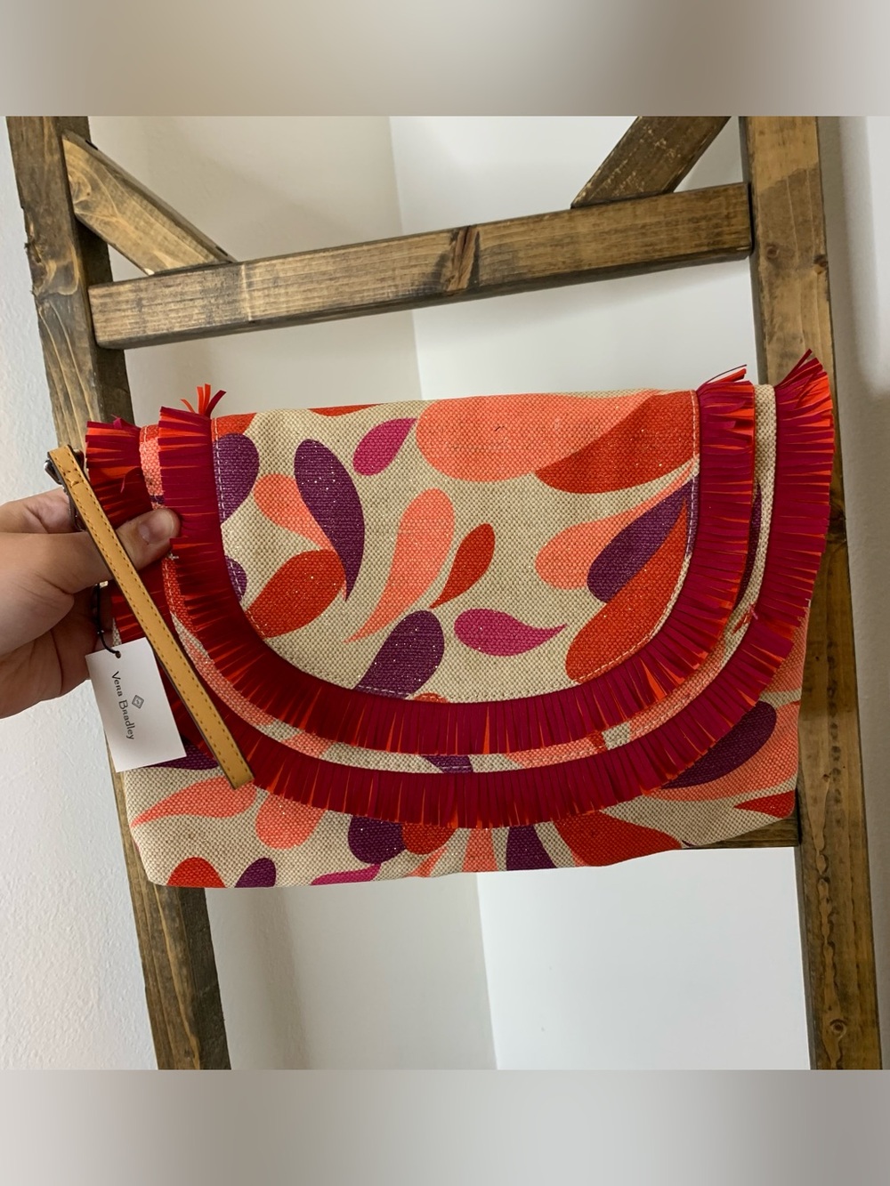 Vera Bradley Colorful Fringe Canvas Clutch